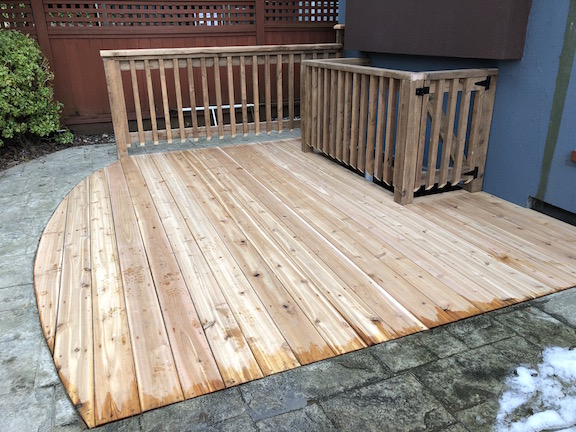 Sunken deck cedar wood custom carpentry