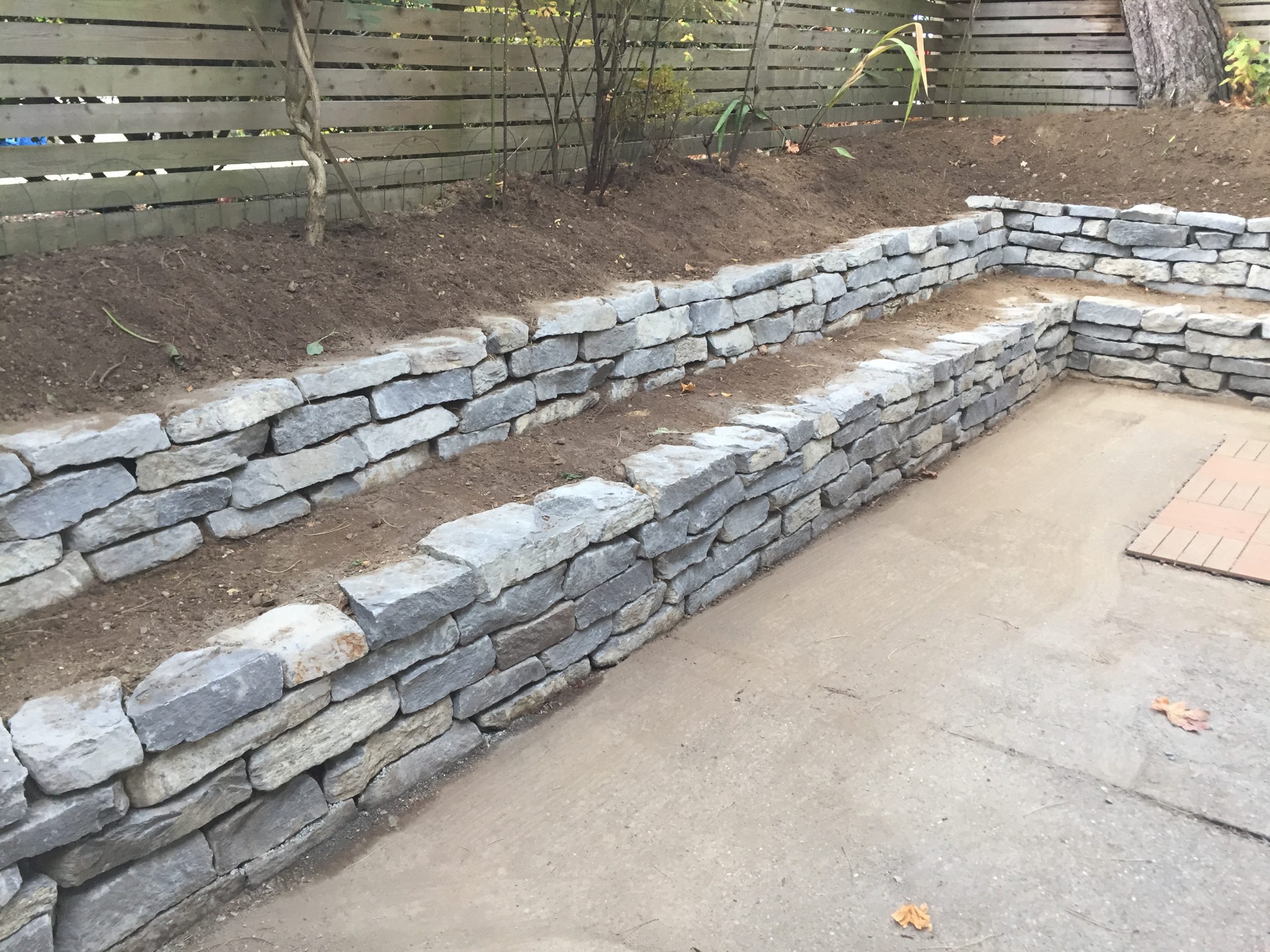 Dry stacked Basalt rock walls landscaping vancouver